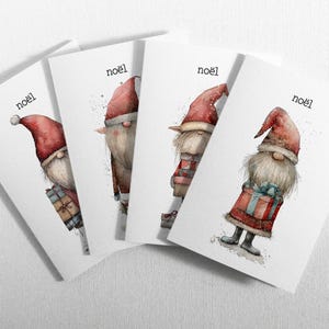 Ensemble de 8 belles cartes de Noël. Père Noël, écoresponsables et biodégradables. Fabriquées à partir de papier recyclé.