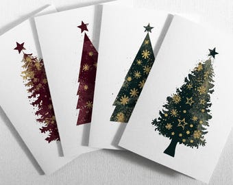 Lot de 8 jolies cartes de Noël. Sapin de Noël,  écoresponsables et biodégradables. Fabriquées à partir de 100% papier recyclé.