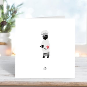 Cartão de felicitações engraçado com gato chef – “Bon Appawtit!” – Cartão de trocadilho fofo com gato cozinheiro para amantes da gastronomia e aniversários