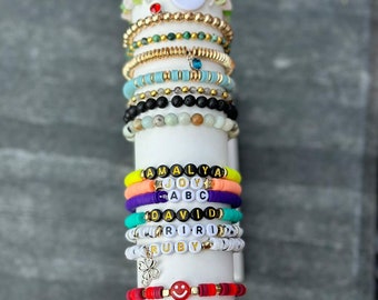 Bracelet de perles personnalisé avec nom personnalisé | Bracelets d'amitié | Bracelet voyage fille | Bracelets pour fille | Cadeau pour un ami