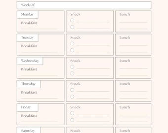 Weekly Meal Planner Printable | Printable Meal Planner | Grocery Planner