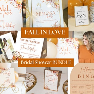 Fall Bridal Shower Bundle | Printable Boho Fall Bridal Shower Bundle | Bridal Shower Games | Fall in Love Bridal Shower | Fall Bridal Invite