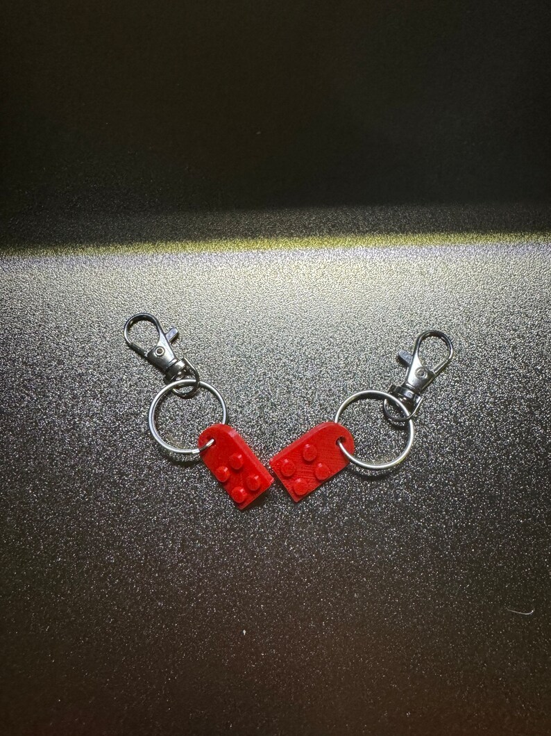Heart Keychain Set, Lego Inspired, Matching Keychains, Gift Set for