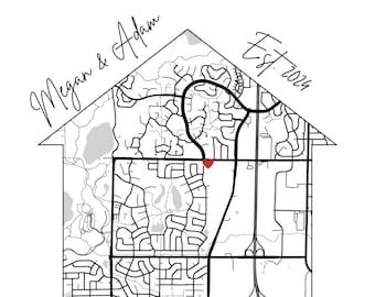 Custom Home Map, First Time Home Buyer, Personalized Housewarming Gift, First Home Gift Map, Our First Home, Our Home Map, Gift from Realtor
