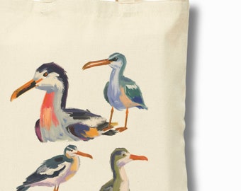 Cute Seagull Tote Bag, Sea Bird Material Shopping Bag for Friend, Bird Market Bag Gift, Sustainable Eco Friendly Nautical Gift Ideas For Her