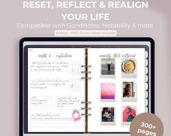 Undated Digital Life Planner, GoodNotes Calendar, Daily Weekly Monthly Journal (Digital Download)