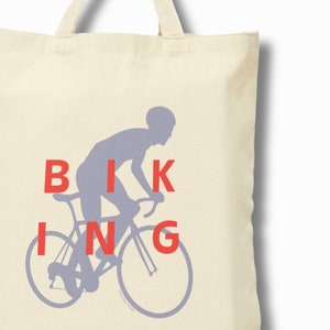 Modern Biking Cotton Canvas Tote Bag, Cyclist Gift, Cycling Totes, Father’s Day Gift Idea, Eco Friendly Reusable Shopping Bag, Biking Gifts.