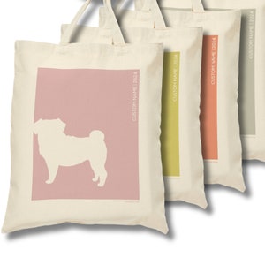 Pug Cotton Canvas Tote Bag, Personalized Pug Shopping Bag, Eco friendly, Dog Gift for Friend, Pug Mom Gift, Pug Dad Bag, Christmas Gift.