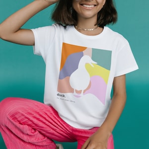 Duck Kids Tshirt, Farm Animal Collection, Toddler Short Sleeve Tee, Eco Friendly Duck Shirt, Duck Lover Gift Idea, Kids Clothing, Silhouease