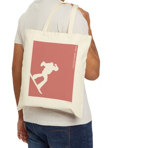 Snowboarding Tote Bag Gift, Modern Minimalistic Shopping Bag Gift, Winter Sports, Eco Friendly Cotton Canvas Tote Bag, by Silhouease Studio.