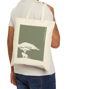 Lion Under Tree Cotton Canvas Tote Bag, Cute Lion Totes, African Safari Holidays, Lion Gifts, Christmas Totes, Anniversary Gift Bag for Her.