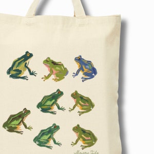 Abstract Frog Art Tote Bag, Cute Frog Gift Ideas, Sustainable Gift for Loved One, Frog Totes, Frog Canvas Tote Bags, Eco Friendly Market Bag