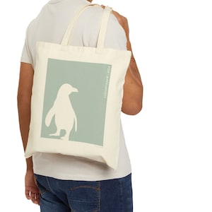 Penguin Shopper Minimalistic Bag for Bird Watcher, Customized gift for Marine Biologist Bag, Eco Friendly, Cute Penguin Totes, Penguin Gifts