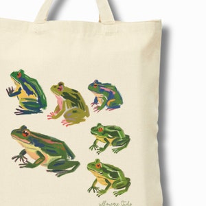 Frog Cotton Tote Bag, Cute Frog Gift Ideas, Sustainable Gift for Loved One, Frog Totes, Frog Canvas Tote Bags, Eco Friendly Shopping Bag.