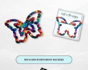 Butterfly Bookmark SVG Laser File: Acrylic Clip-On Design with Backers (Digital Download
