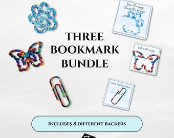 Laser Cut Bookmark SVG Bundle: Paw, Butterfly, Clip (Digital Download)