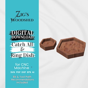 Catch All Tray CNC File | Ring Dish Tray | Hexagon Tray | CNC SVG | Digital Download | svg, dxf, pdf, ai, eps