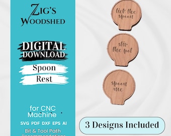 Funny Kitchen Spoon Rest CNC File Set: Engraved Designs (Digital Download)