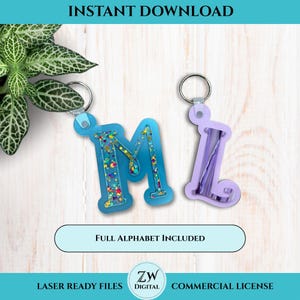 Monogram Keychain SVG File: Layered Acrylic Laser Cut Design (Digital Download