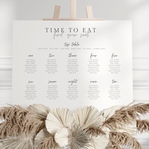 Modern Wedding Seating Plan Template | Minimalist Seating Chart | Editable and Printable Wedding Seating Plan Sign | Canva INSTANT Download