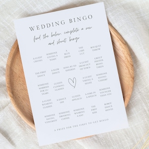 Juego de bingo para bodas / Juego de boda minimalista moderno / Plantilla editable e imprimible / Descarga instantánea de Canva / Actividad de boda personalizable