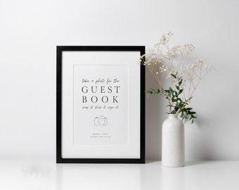 Modern Wedding Photo Guest Book Sign Template | Minimalistic Editable and Printable Photo Guest Book Sign | Canva INSTANT Download