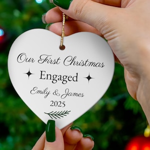 Engaged Ornament 2025, Our First Christmas Engaged Ornament with Names & Date, Personalized Engagement Ornament, Custom Wedding Gift