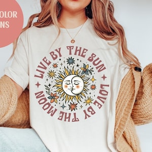 Celestial Moon and Sun T-Shirt, Moon Phase Graphic Tee, Cottagecore Sun Shirt, Mystical Astrology Top, Summer Celestial Shirt, Gift for Her