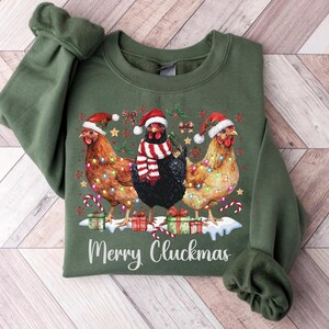 Сute Christmas Chickens Sweatshirt, Christmas Farm Animals Sweatshirt, Womens Christmas Chicken Sweatshirt,Christmas Holiday Sweatshirt Gift