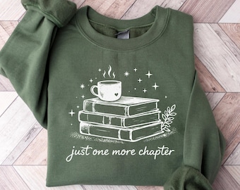 Retro Book Lover Gift, Reading Sweatshirt, Just One More Chapter Sweater, Books Club Matching Pullover, Gift For Librarian, Aesthetic Hoodie