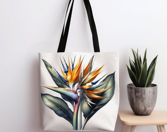 Botanical Beauty: Strelitzia Reginae Plant Inspired Tote Bag Summer tote bag Botanical Totebags Plant-Totebag bag gifted Unique tote bag