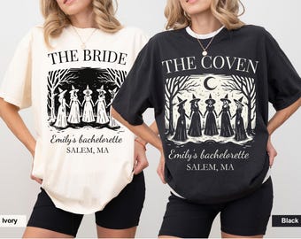 Custom Halloween Bachelorette Shirts, Witch Bach Tshirts, Gothic Bridal Party, Personalized Goth Bachelorette, Spooky Bride Gothic Wedding