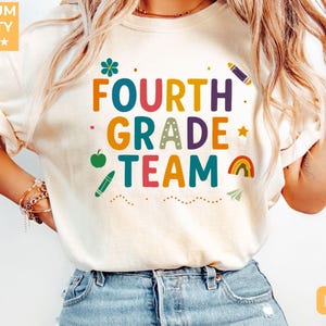 Fourth Grade Team Comfort Colors Shirt, 4th Grade Teacher Group Shirt, Teacher Appreciation Gift, Back To School Shirt, Grade Level Crew Tee