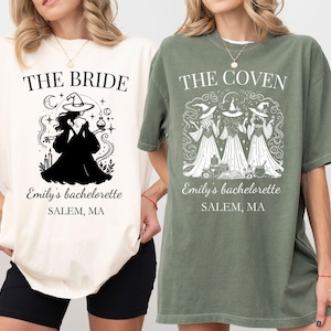 Custom Halloween Bachelorette Shirts, Witch Bach Tshirts, Gothic Bridal Party, Personalized Goth Bachelorette, Spooky Bride Gothic Wedding