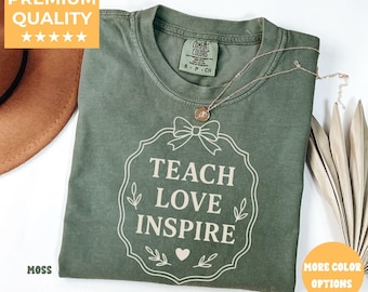 Teach love inspire shirt, boho floral teacher tee, retro teacher shirt, teacher gift  back to school teacher shirt, cute teacher graphic tee
