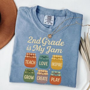 Second grade teacher shirt, Comfort Colors tee, retro teacher team shirt, back to school shirt, 2nd grade teacher gift, teacher appreciation