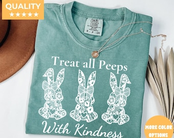 Koszulka Treat All Peeps With Kindness, Koszulka Wielkanocna Nauczyciela, Prezent Wielkanocny Dla Nauczyciela, Strój Wielkanocny Nauczyciela, Koszulka Króliczek Nauczyciela Prezent