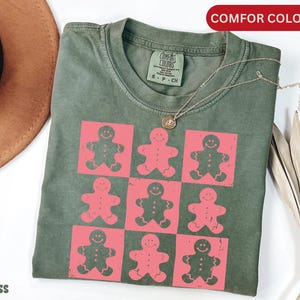 Pink Retro Christmas Comfort Colors® T-Shirt, Vintage Christmas Shirt, Women&#39;s Christmas Tshirt, Trendy Holiday Cute Christmas Ginger Shirt