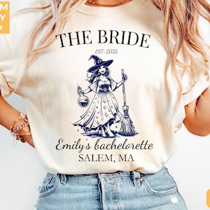 Custom Halloween Bachelorette Shirts, Witch Bach Tshirts, Gothic Bridal Party, Personalized Goth Bachelorette, Spooky Bride Gothic Wedding
