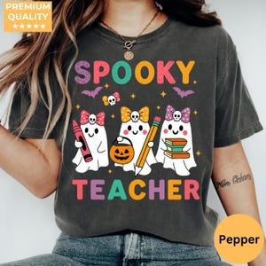 Comfort Colors® Ghost Reading Books Shirt, Bookish Halloween Shirt, Teacher Librarian Halloween Gift, Halloween Book Lover, Halloween School