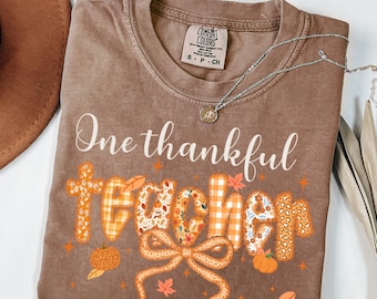 Comfort Colors Thankful Teacher Shirt, Fall Teacher Tee, Thanksgiving Teacher Shirt, Autumn Classroom Outfit, Cute Teacher Gift Tee