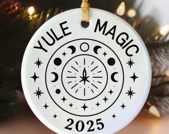 Blessed Yule Ornament, Pagan Yule Tree Decoration, Witchy Holiday Decor, Wiccan Christmas Gift, Winter Solstice Ornament