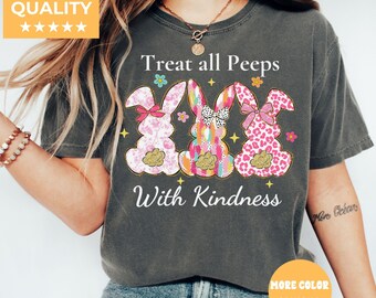 Koszulka Treat All Peeps With Kindness, Koszulka Wielkanocna Nauczyciela, Prezent Wielkanocny Dla Nauczyciela, Strój Wielkanocny Nauczyciela, Koszulka Króliczek Nauczyciela Prezent