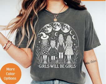 Vintage Mädchen werden Mädchen Hexe Comfort Colors® Shirt, lustige Hexe Vintage Shirt, Vintage Halloween Frauen Shirt, Witchy Vibes Shirt