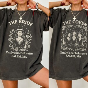 Custom Halloween Bachelorette Shirts, Witch Bach Tshirts, Gothic Bridal Party, Personalized Goth Bachelorette, Spooky Bride Gothic Wedding