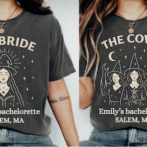 Custom Halloween Bachelorette Shirts, Witch Bach Tshirts, Gothic Bridal Party, Personalized Goth Bachelorette, Spooky Bride Gothic Wedding