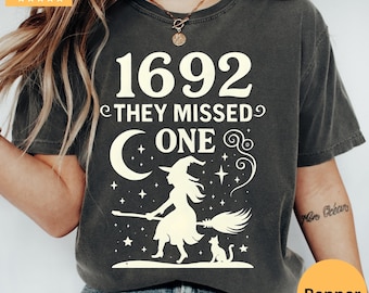 Salem Hexe Komfort Farben Shirt, lustiges feministisches Halloween-T-Shirt, gruselige Saison Shirt, Witchy Herbst Outfit, Halloween-Kostüm, Geschenk für Sie