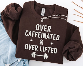 Coffee Gym Sweatshirt, Weightlifting Sweatshirt for Women, Fitness Lover Crewneck, Caffeine & Workout Sweater, Gym Girl Pullover