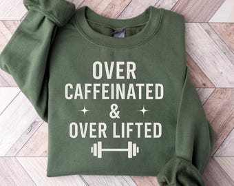 Coffee Gym Sweatshirt, Weightlifting Sweatshirt for Women, Fitness Lover Crewneck, Caffeine & Workout Sweater, Gym Girl Pullover
