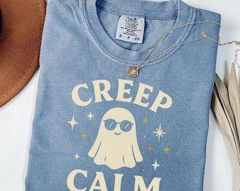 Comfort Colors® Halloween Ghost Shirt, Spooky Season Graphic Tee, Funny Halloween Shirt for Women, Fall Ghost T-Shirt, Cute Halloween Top